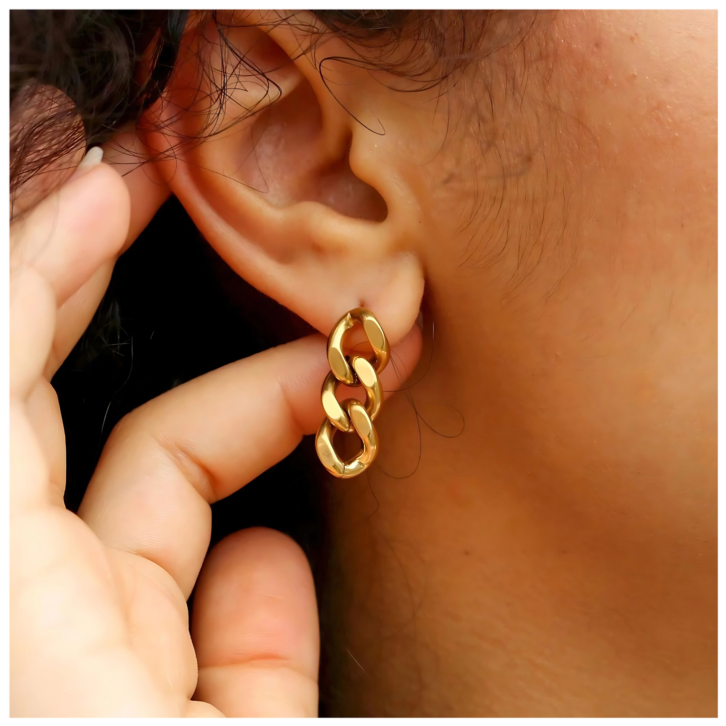 Floria • 18K Gold Earring • Cuban Link • Non Tarnish Jewelry