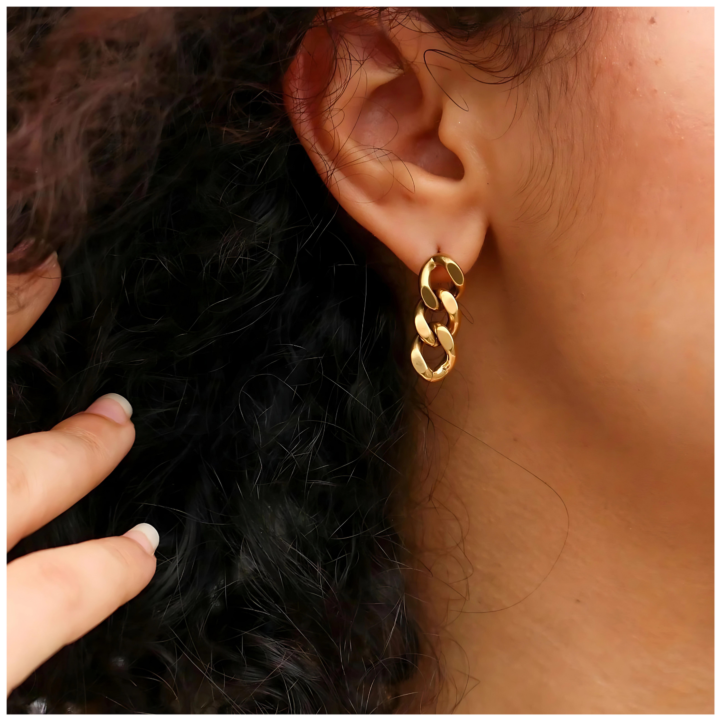 Floria • 18K Gold Earring • Cuban Link • Non Tarnish Jewelry