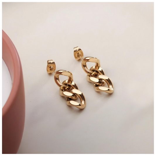Floria • 18K Gold Earring • Cuban Link • Non Tarnish Jewelry