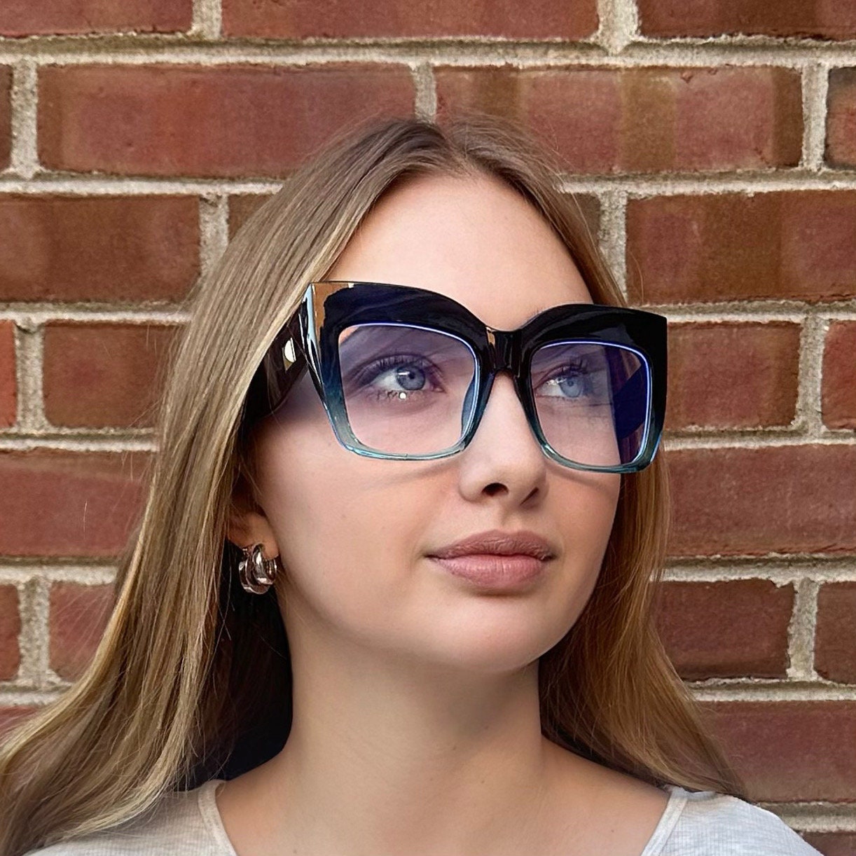 Melina - Oversize Clear Lens Blue Light Blocking Eyeglasses