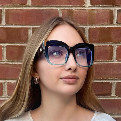 Melina - Oversize Clear Lens Blue Light Blocking Eyeglasses